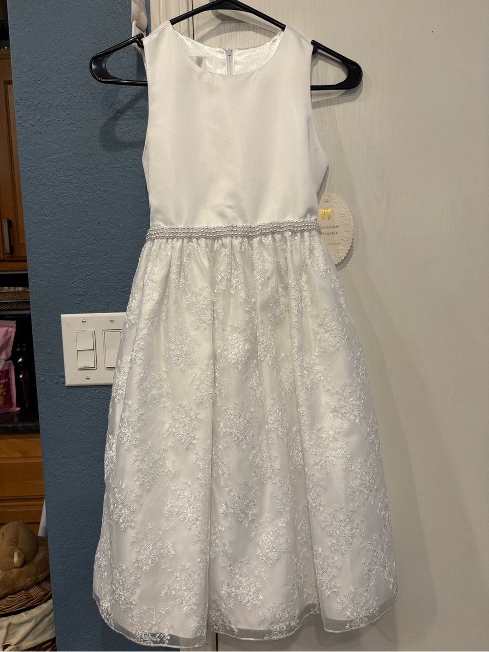 American Princess White Girls Dress Formal Communion Flower girl